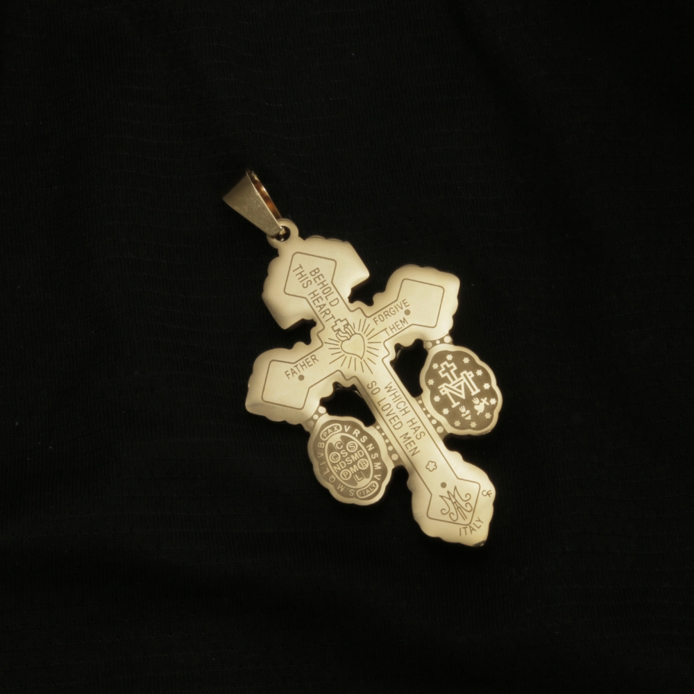 Cruz del Perdón en Acero Dorada 6cm