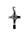 Cruz de San Benito en Acero Plateado y Blanco 30mm