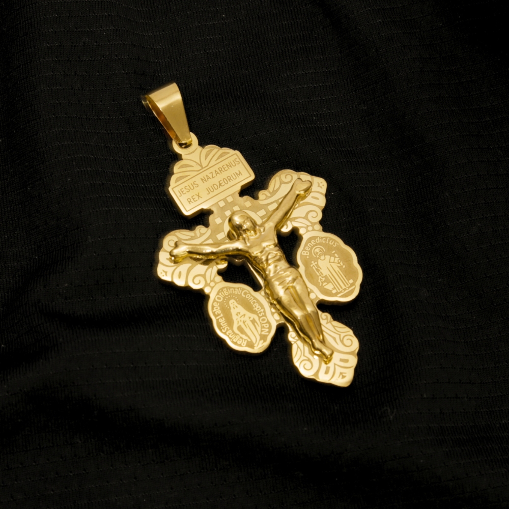 Cruz del Perdón en Acero Dorada 4cm