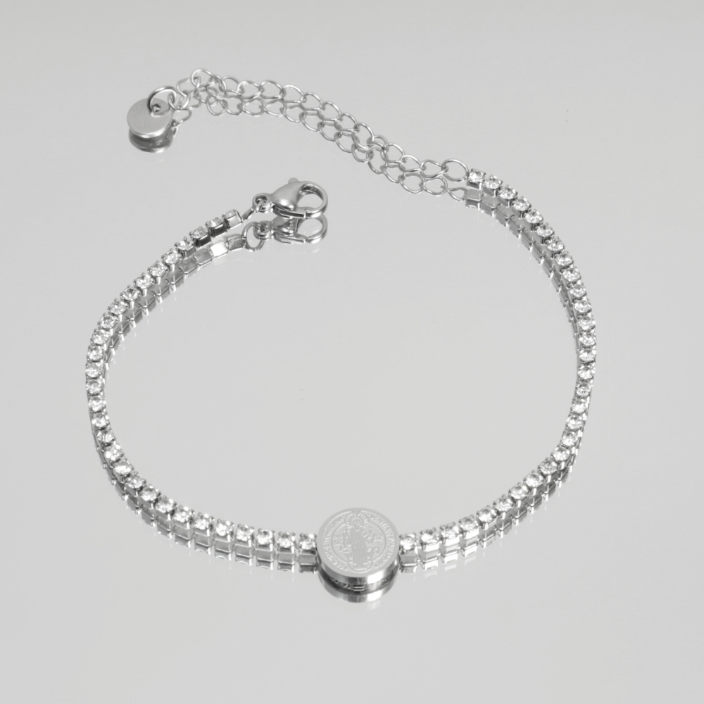 Pulsera San Benito En Acero 22cm