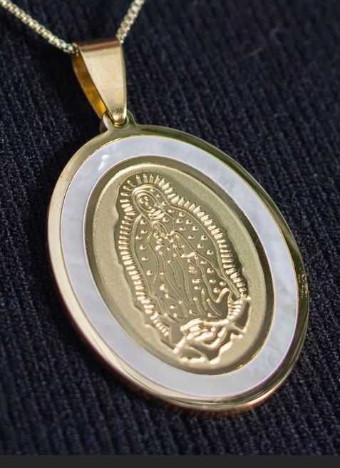 Medalla Guadalupe En Acero Nacarado 