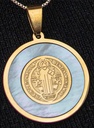 Medalla San Benito En Acero Nacarado