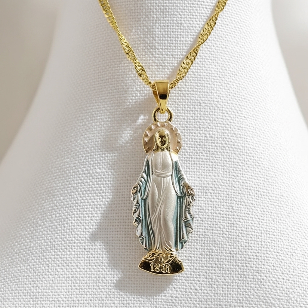 Cadena con Medalla de la Virgen Milagrosa 3cm