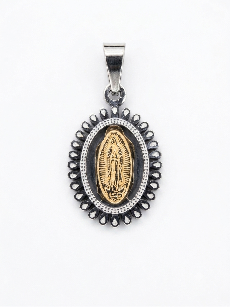 Medalla en Acero Virgen de Guadalupe Bicolor 15mm