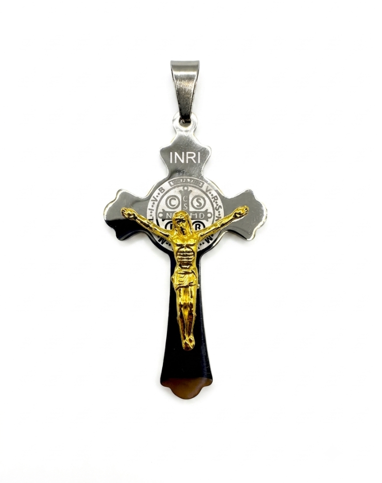 Cruz de San Benito en Acero Bicolor