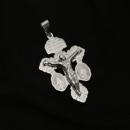 [CRA.01] Cruz del Perdón en Acero Plateada 6cm