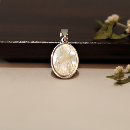 [MD.ML24] Medalla En Nácar Tallado La Milagrosa 24mm