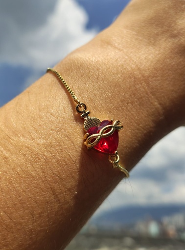 [PL.005] Pulsera Sagrado Corazón de José En Baño de Oro 18k 2,5cm