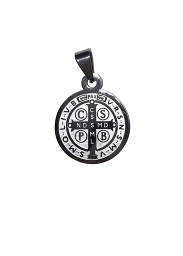 [MD.020] Medalla de San Benito en Acero 20mm plateada