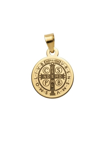 [MD.023] Medalla de San Benito en Acero 20mm Dorada