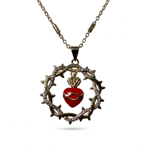 [CL.001] Collar de Corazón de Jesús en Acero