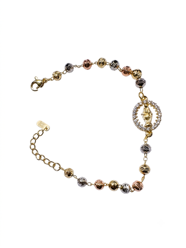 [PL.008] Pulsera de la Milagrosa en Baño 3 oros 