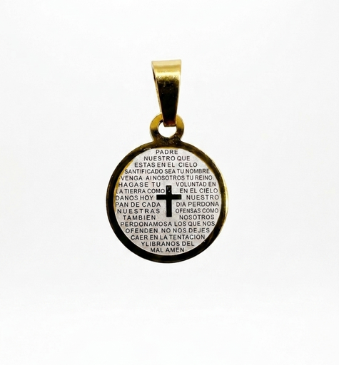 [MD.049] Medalla del Padre Nuestro en Acero Bicolor 12mm