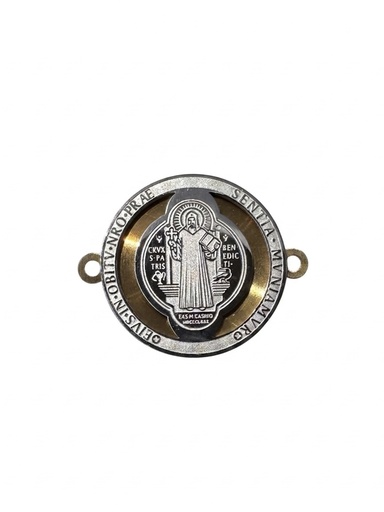 [MD.054] Medalla San Benito en Acero Bicolor 20mm