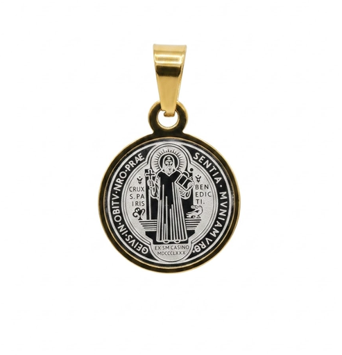 [MD.056] Medalla San Benito en Acero Bicolor 30mm