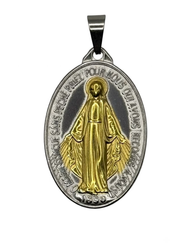 [MD.062] Medalla en Acero de La Milagrosa Bicolor 44mm