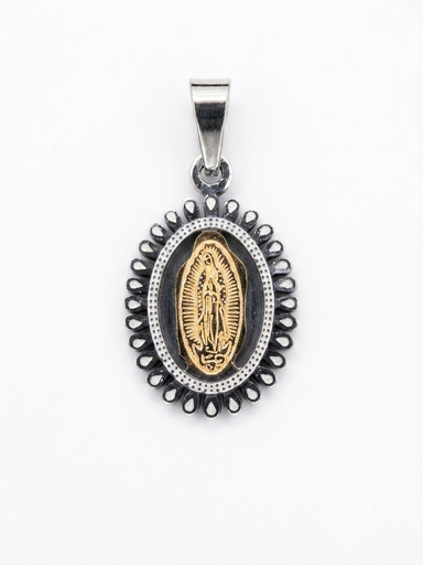 [MD.063] Medalla en Acero Virgen de Guadalupe Bicolor 15mm