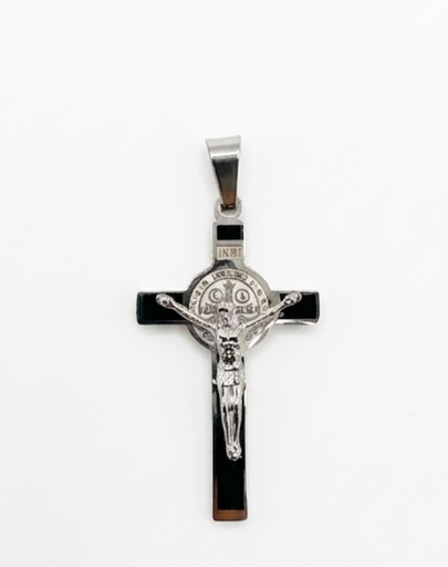 [MD.076] Cruz de San Benito en Acero Plateado y Negro 35mm