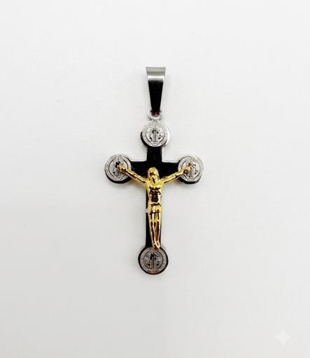 [MD.078] Cruz de San Benito en Acero Bicolor 25mm